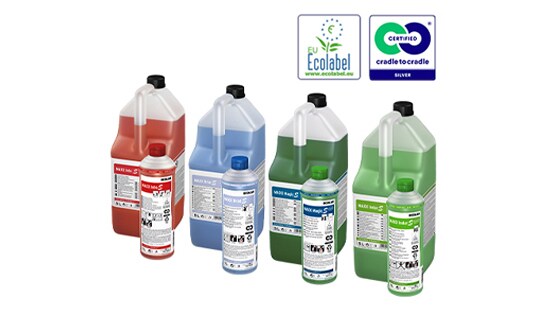 MAXXS 5 litre and 1 litre product, Eu Ecolabel Logo and Cradle 2 Cradle Silver Logo