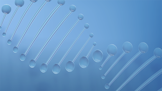 DNA Strand on blue background