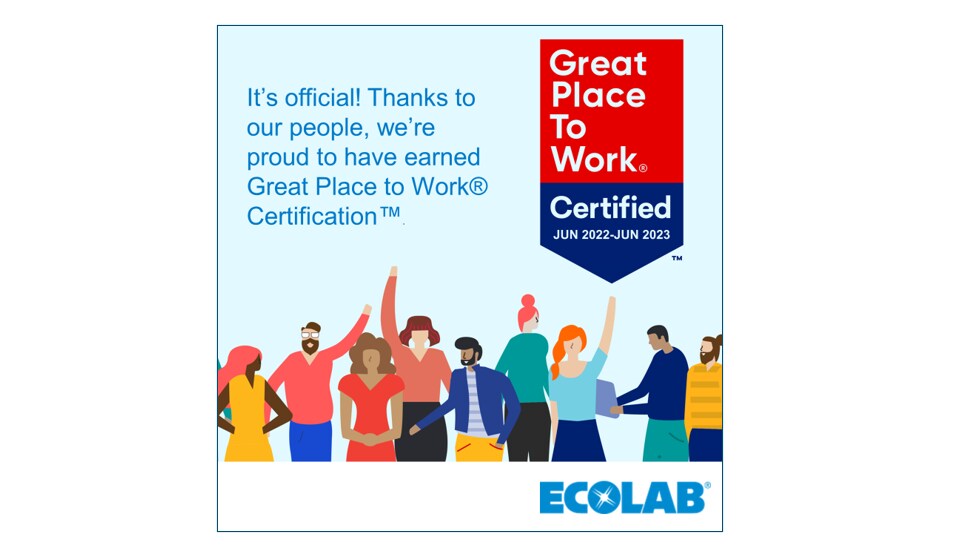 Ecolab Receives Great Place To Work© Certification | Ecolab